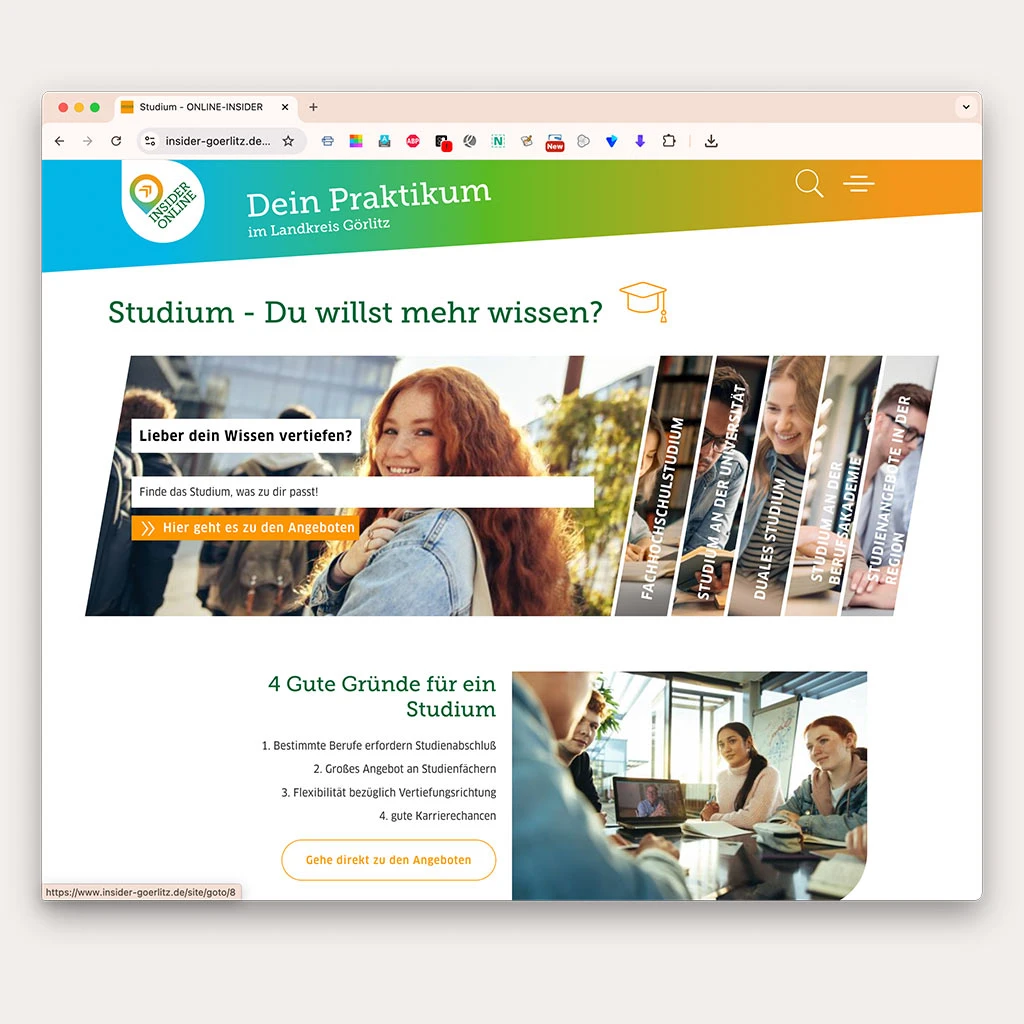 ONLINE-INSIDER Der Online-Insider ist ein digitales Berufsorientierungsportal